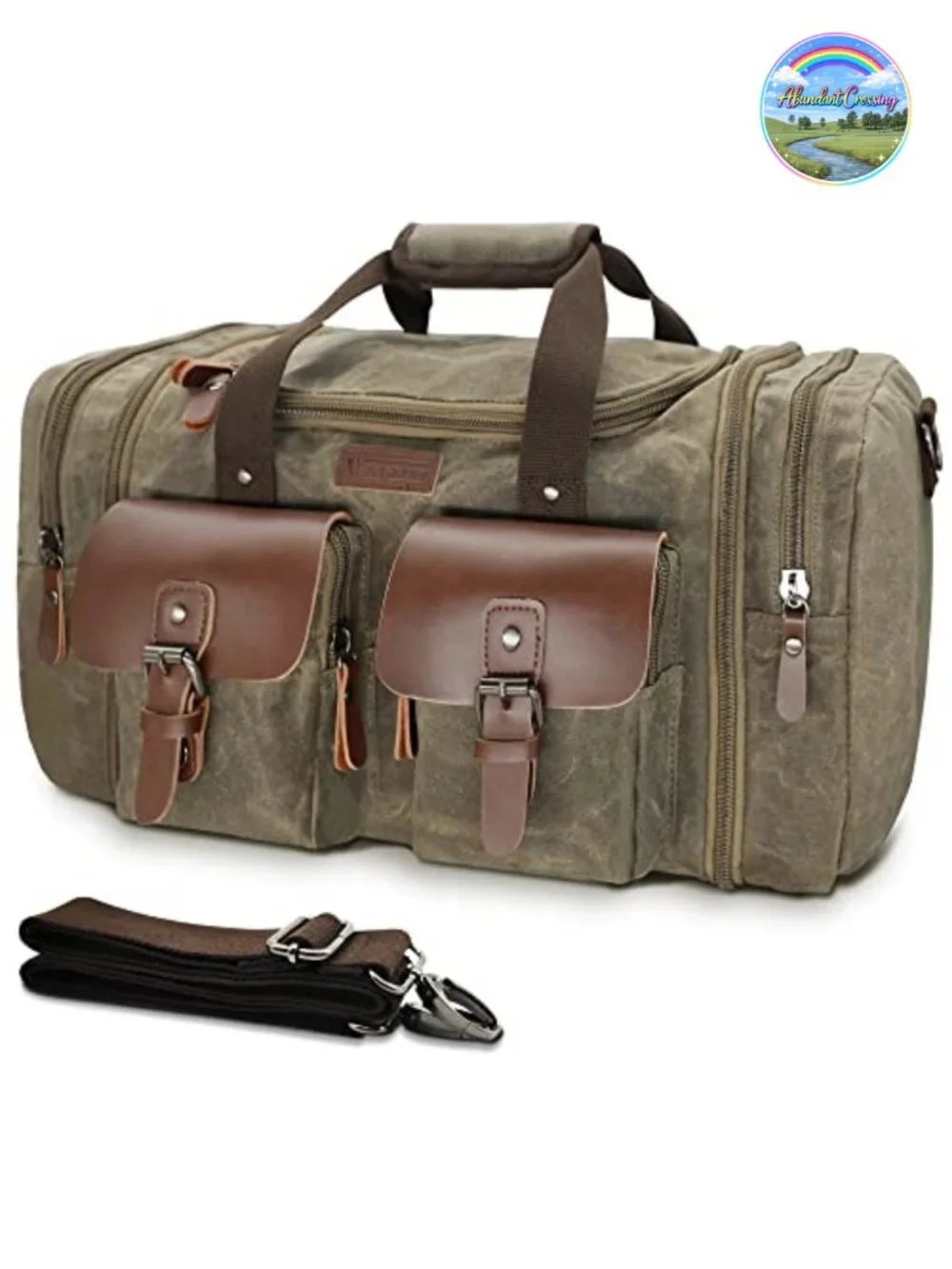 Waxed Canvas Duffle Bag 60L Weekender Overnight Travel Carry-On